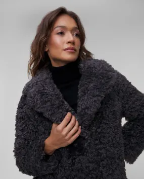 Women’s grey fur Stand Studio Camille Cocoon Coat 611379061-81030