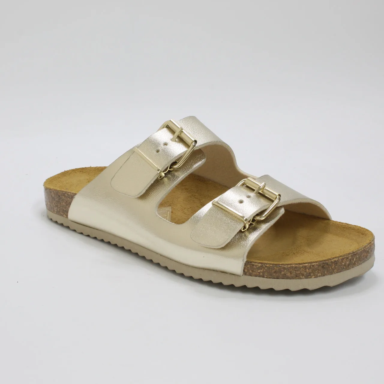 Gold Double Buckle Sandals for Women in Seville Office