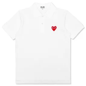 White Women's Polo Shirt with Red Heart