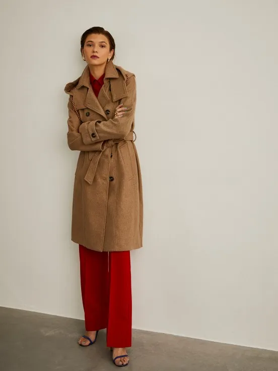 Hooded wool coat