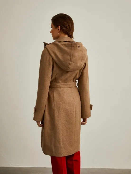 Hooded wool coat