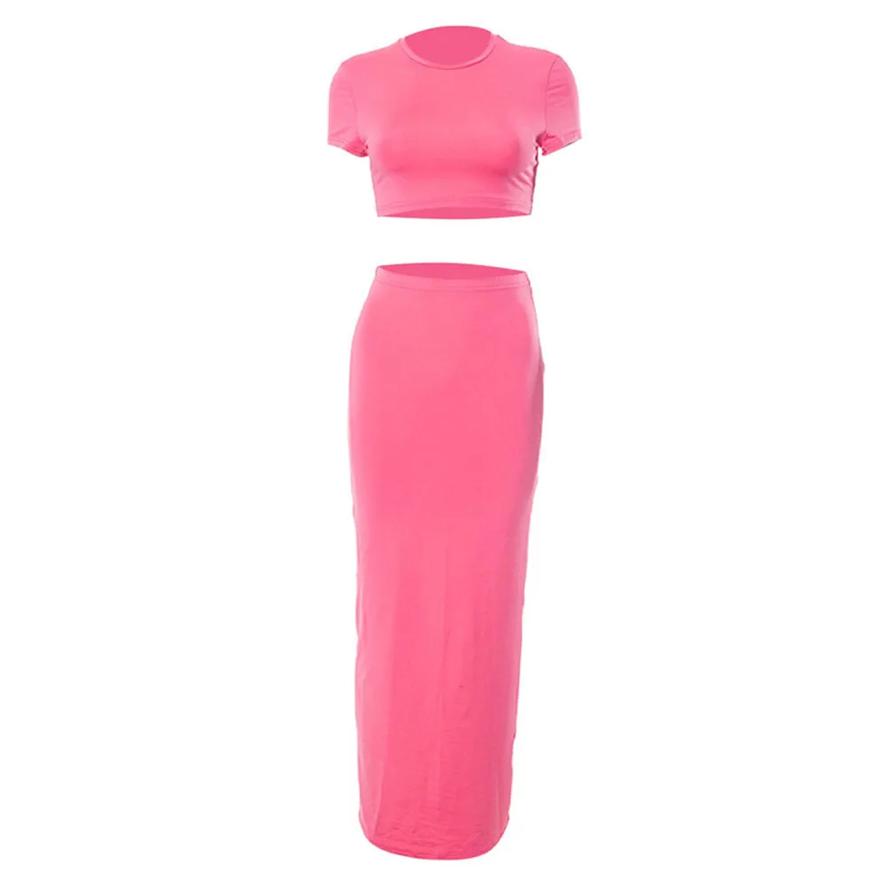 Y2K Maxi Dress Costume 2 Piece, T-Shirt Top & Long Sleeve Bodycon Maxi Dress for Women.