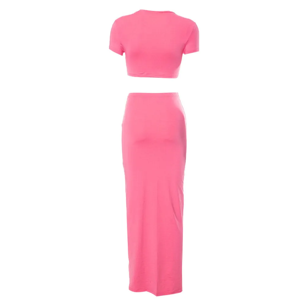 Y2K Maxi Dress Costume 2 Piece, T-Shirt Top & Long Sleeve Bodycon Maxi Dress for Women.