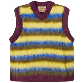 Yellow Multi Blurry Lines Alpaca Knit Vest by Brain Dead