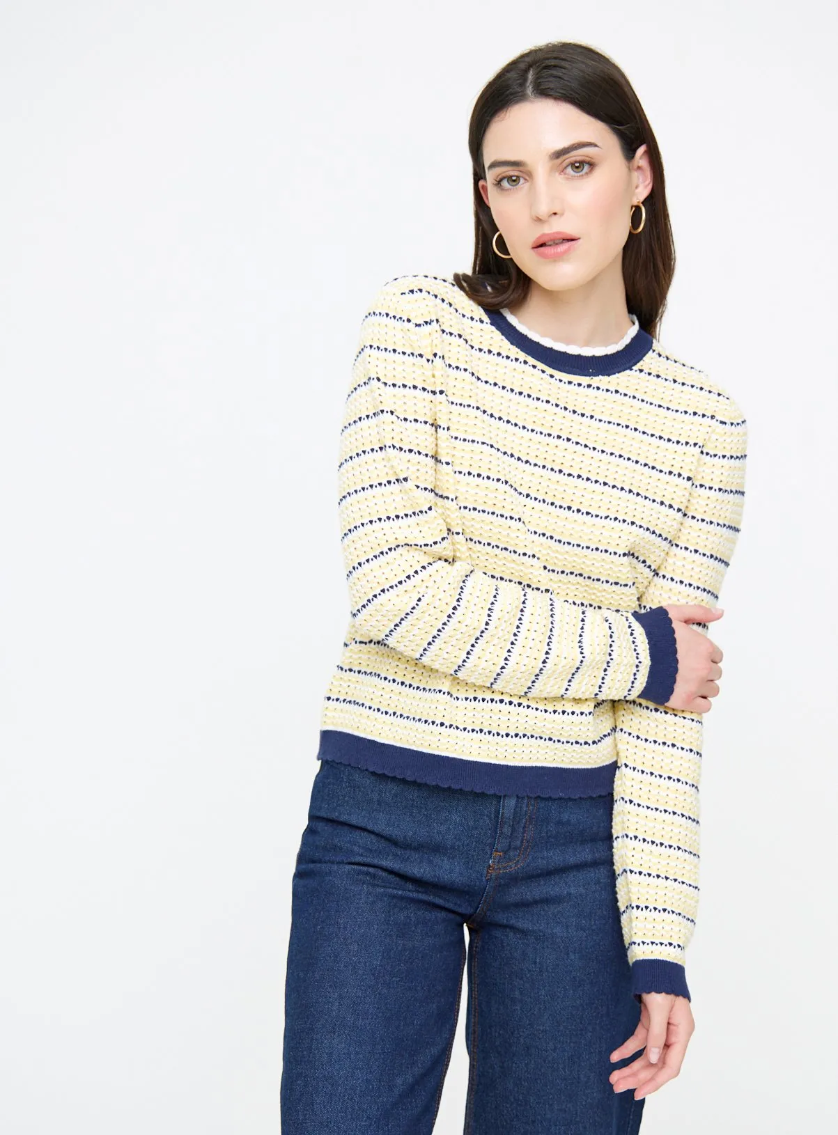 Yellow Stitch Stripe Cropped Jumper 18 - Buy Online at Tu.