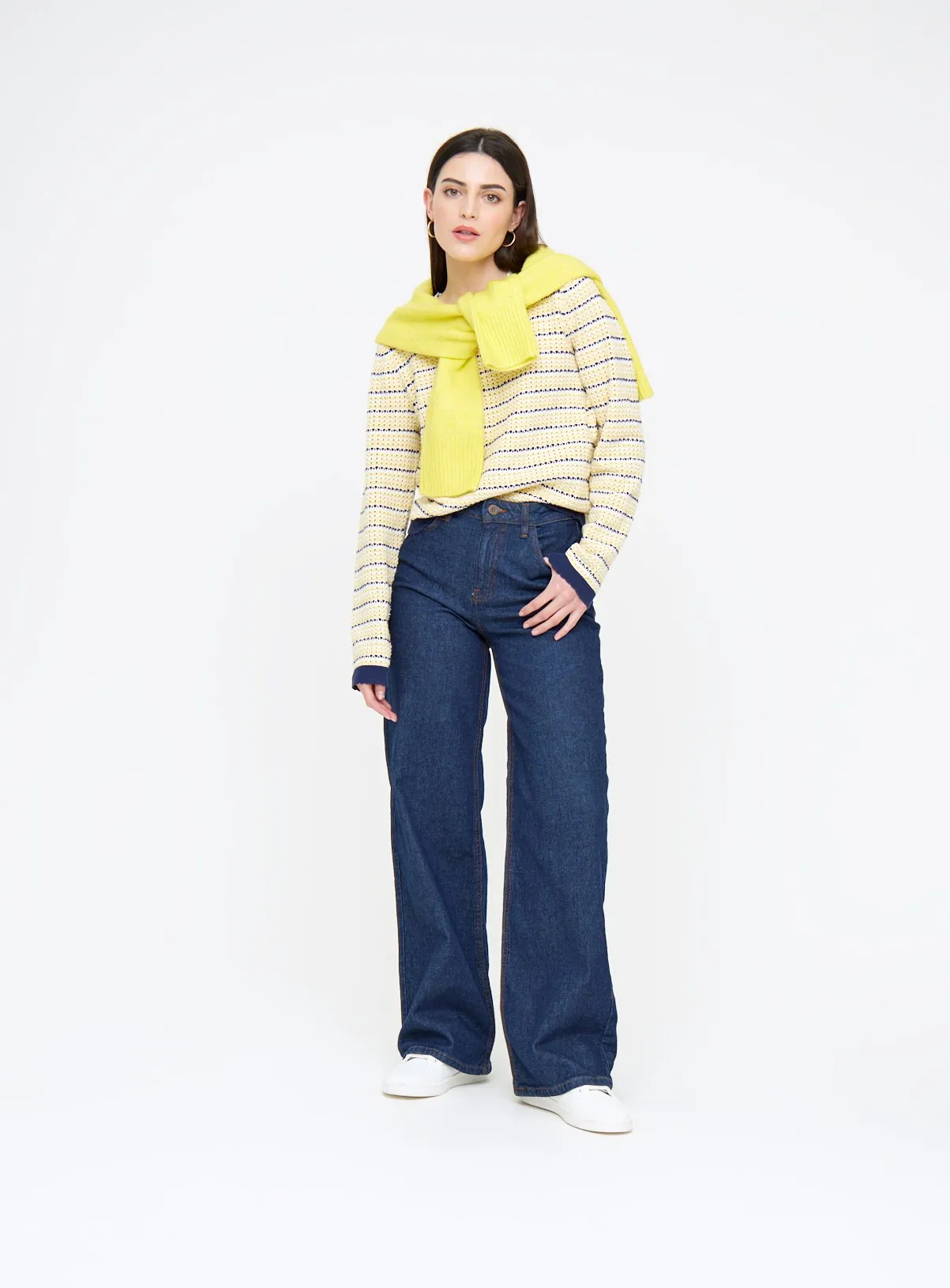 Yellow Stitch Stripe Cropped Jumper 18 - Buy Online at Tu.