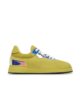 Yellow Velour Multicolor Patent Leather Sneakers